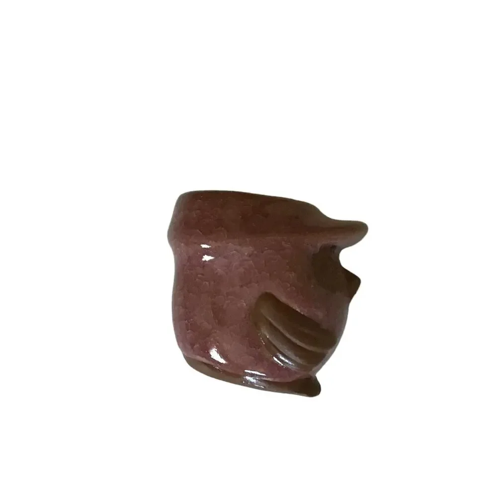Cute Vintage Owl Small Pottery Planter